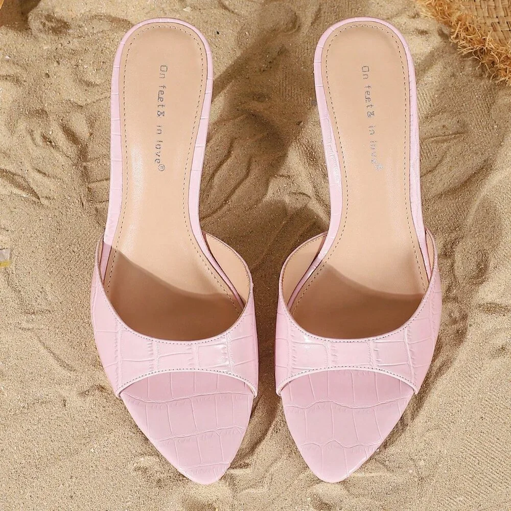 Pink Elegant Women's Open Toe High Heel Sandals - Picture 6 of 7